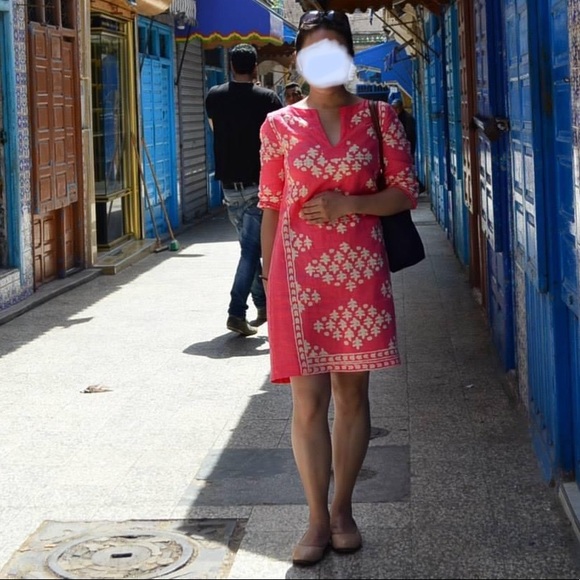J. Crew 100% Linen Dress Coral and Cream Size 0 - Picture 7 of 7